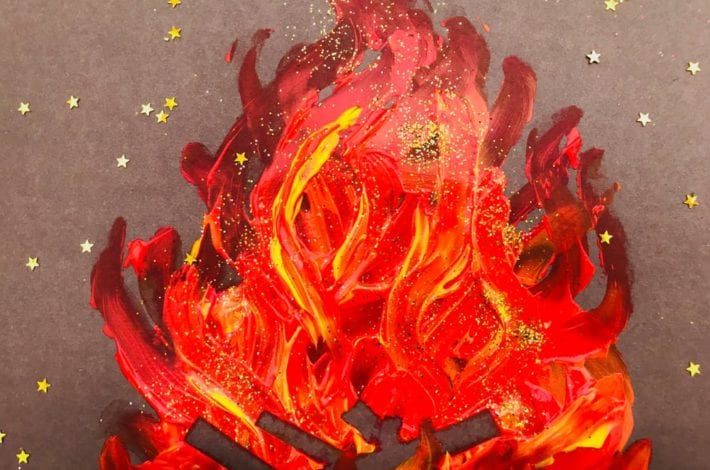 Have fun finger painting with this easy bonfire night craft. Get printing with fingers and paints to make this beautiful kids painting