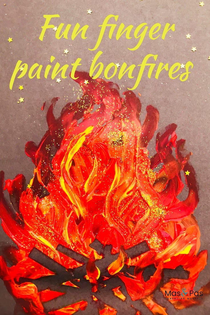 Fun finger paint bonfire paintings - bonfire night craft for kids