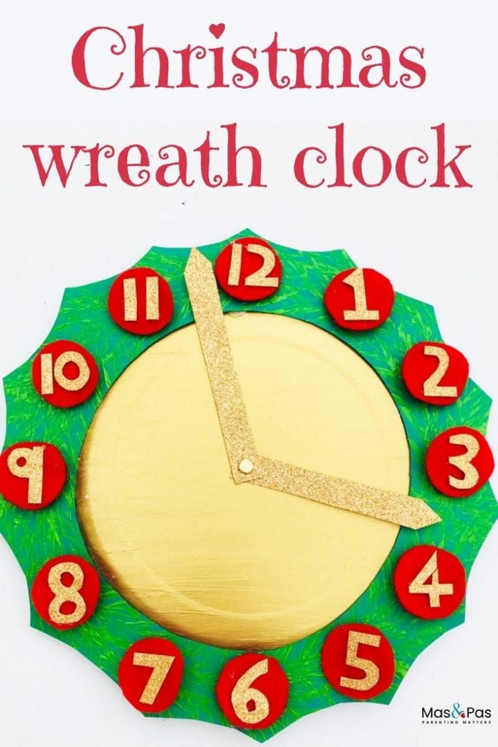 Make your own Christmas wreath clock to help your child to learn about telling the time