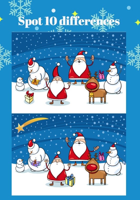 Free Christmas Spot The Difference Printable Printable Templates