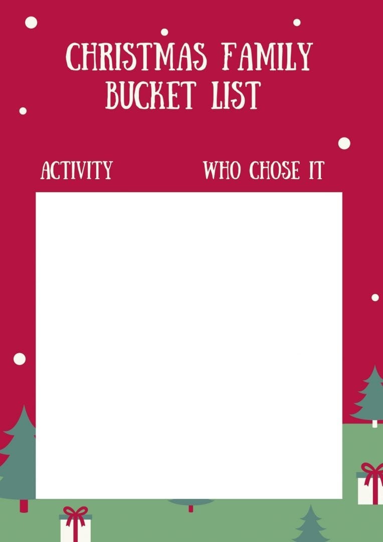 Family Christmas activities - family Christmas bucket list