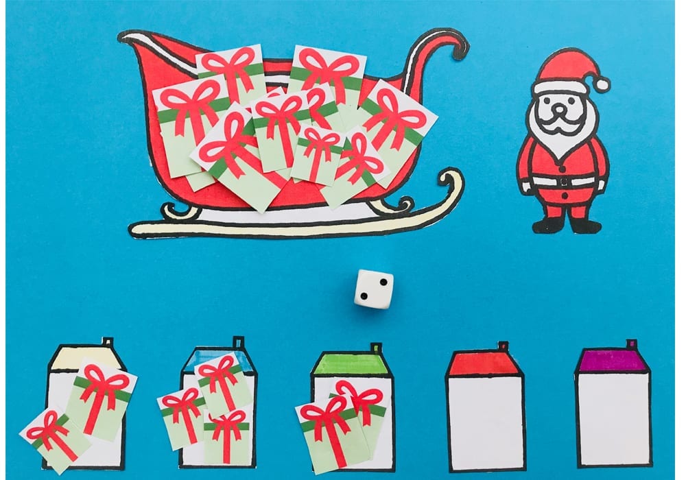 Santas Sleigh subtractions game is a fun learning activity for kids and one of our Christmas maths activities to make numbers fun again