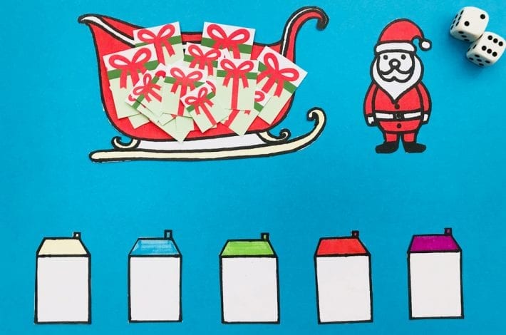 Santas Sleigh subtractions game is a fun learning activity for kids and one of our Christmas maths activities to make numbers fun again