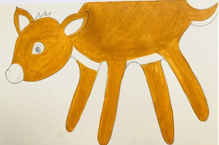 Make Christmas cards special this year by making these handprint Christmas cards in the shape of a deer or reindeer.