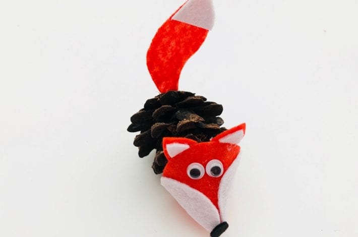 Make this pinecone fox as a great Autumn craft for kids. It's a quick and easy pine cone craft that kids will love this Autumn.