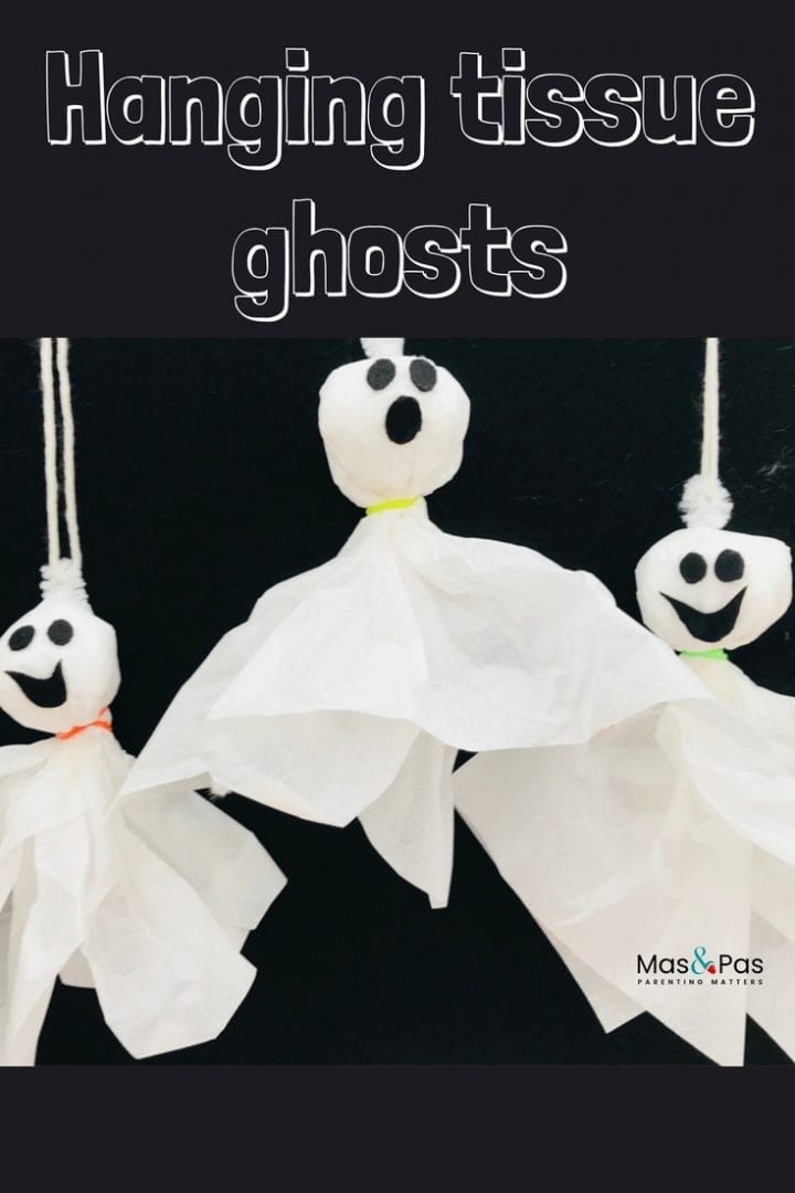 Make this spooky hanging tissue ghost this Halloween with the kids. Or make a whole series to hang up as Halloween bunting!