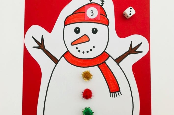 Make counting fun for kids with this snowman numbers game - learn first numbers count them out and do first additions too