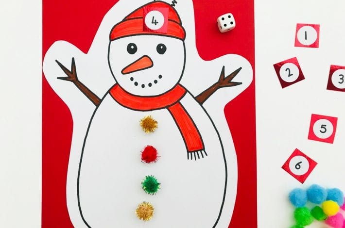 Make counting fun for kids with this snowman numbers game - learn first numbers count them out and do first additions too