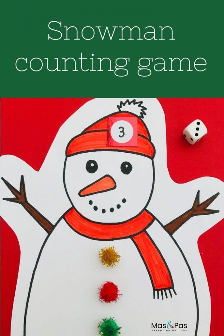 Make counting fun for kids with this snowman numbers game - learn first numbers count them out and do first additions too