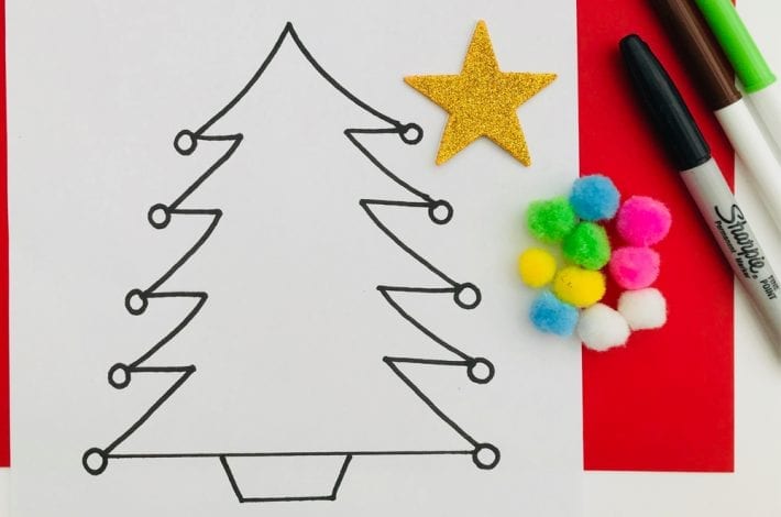 Play this Christmas tree activity with this simple color matching game for preschoolers