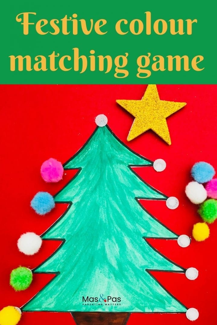 Play this Christmas tree activity with this simple color matching game for preschoolers