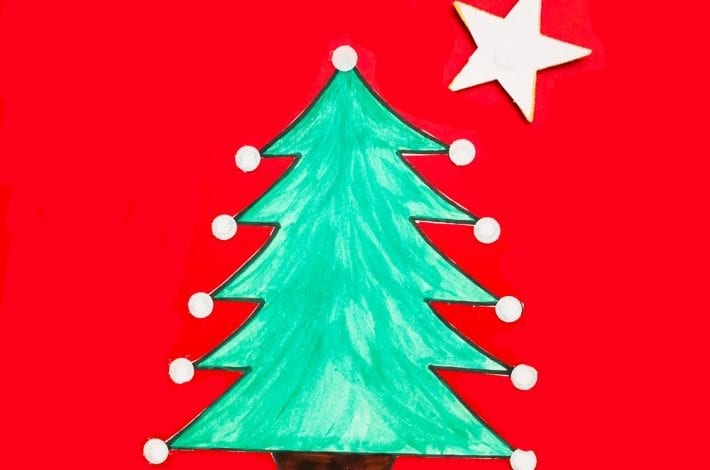 Play this Christmas tree activity with this simple color matching game for preschoolers