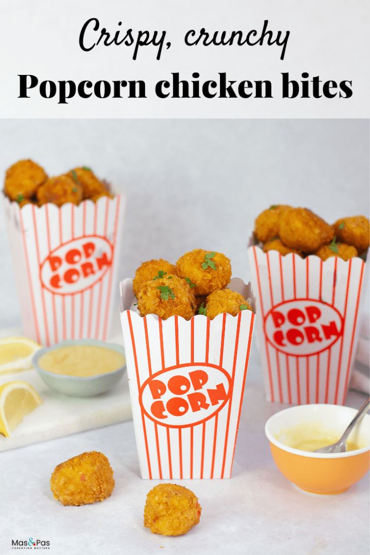 Healthy popcorn chicken bites - crispy crunchy tasty bites perfect for kids meals and parties