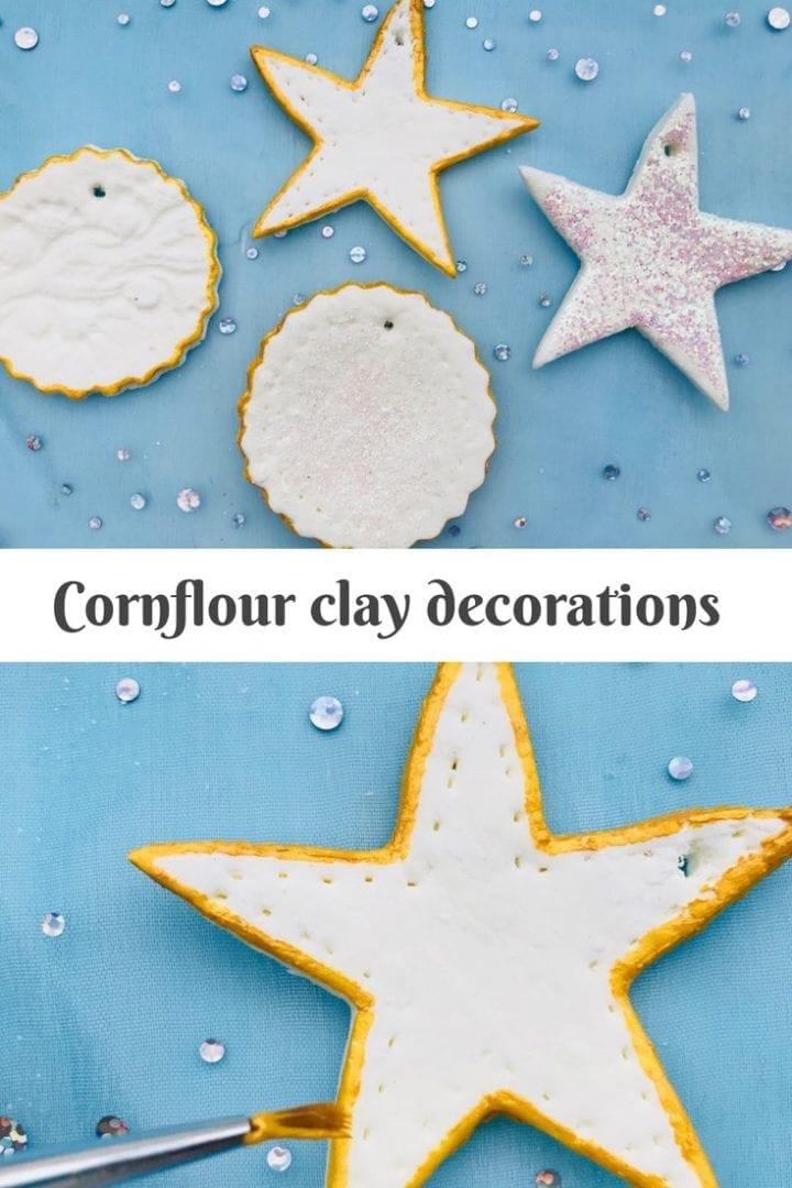 How to make cornflour Christmas decorations with just 2 ingredient cornflour clay. Beautiful Christmas tree decorations in minutes