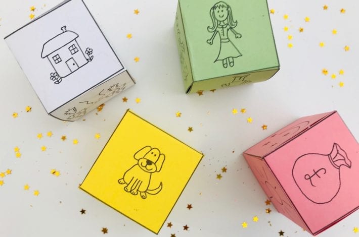 free printable downloads to make your own story cubes to insure your children imagination