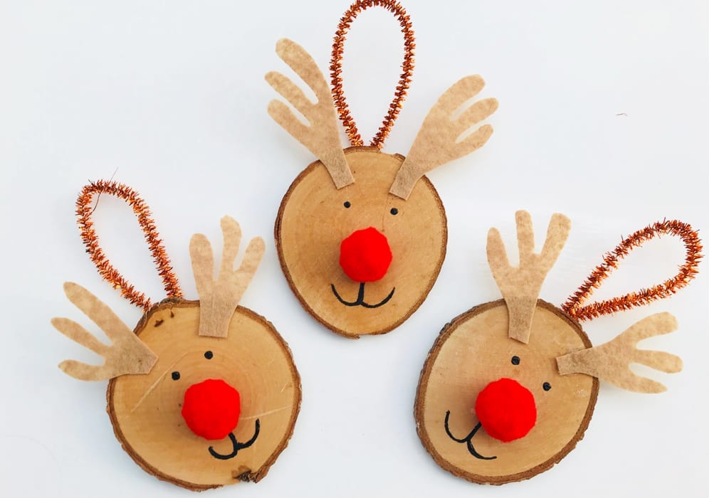 Christmas Natural Wood Christmas Tree Ornaments Reindeer 