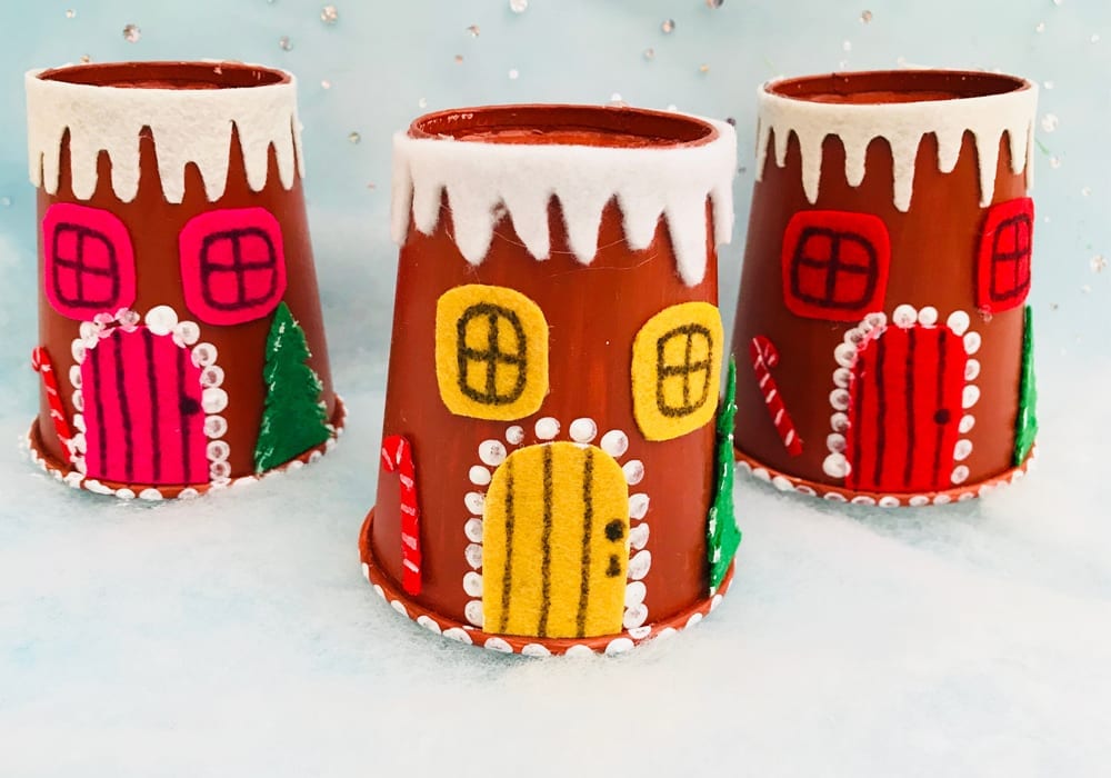 Try making this paper cup gingerbread house craft this year in the holidays - a great Christmas craft for kids