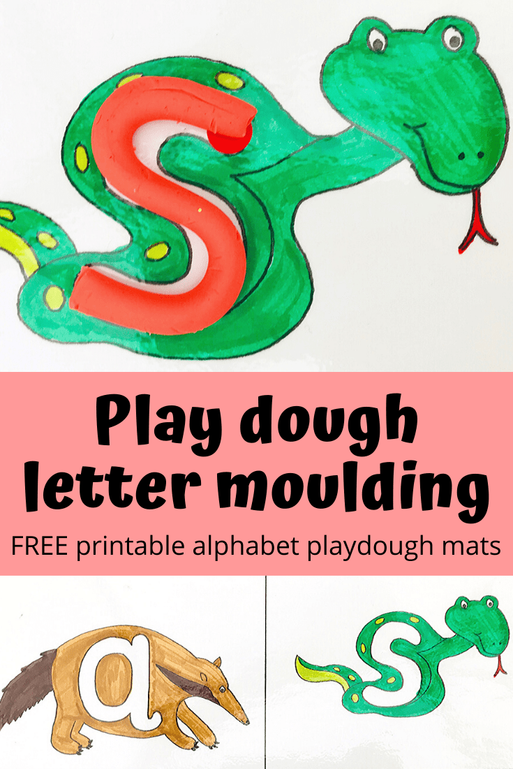 Play dough letters with FREE printable alphabet mats