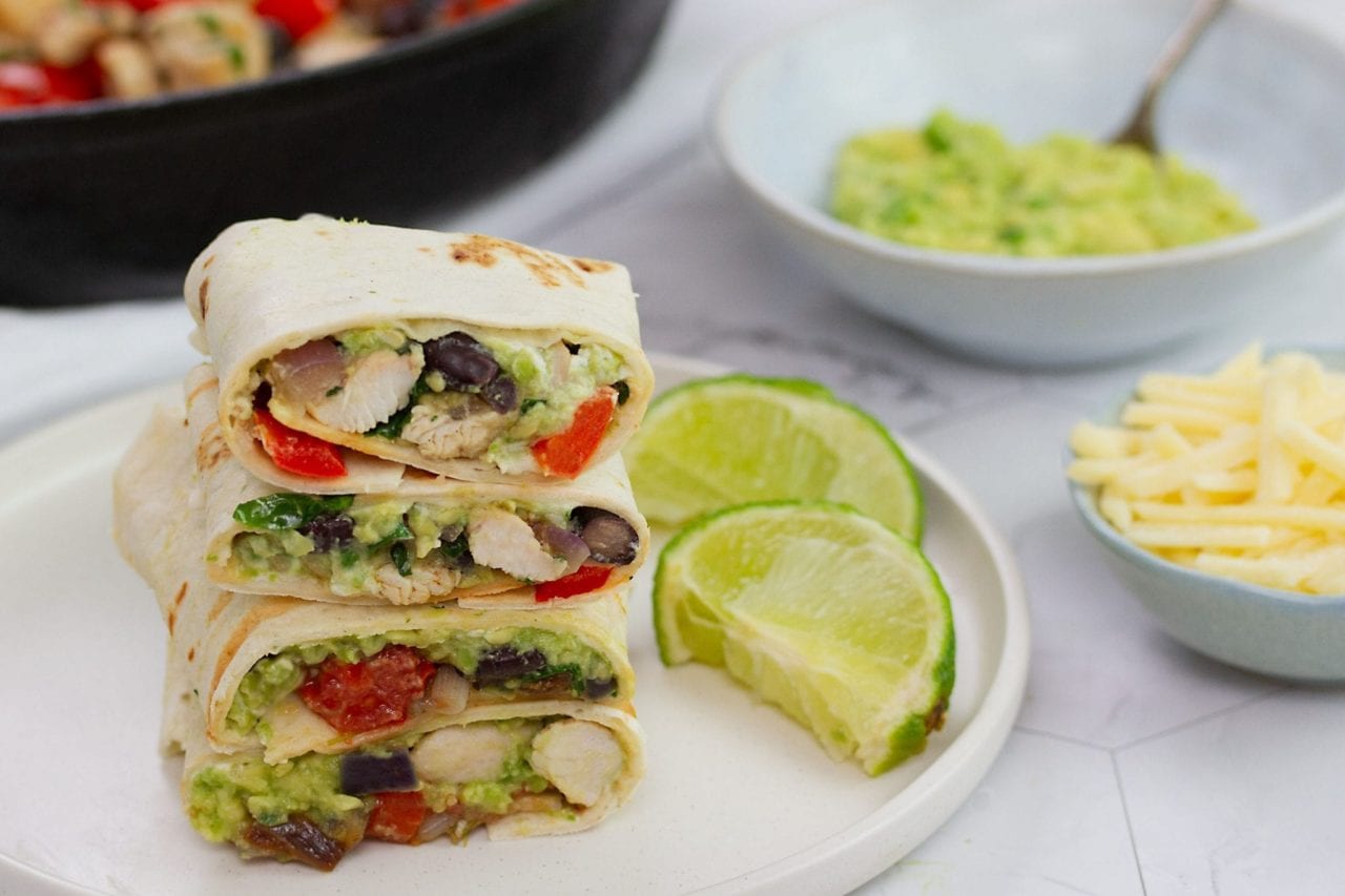 Make this Mexican chicken wrap packed full of veggies - a delicious black bean chicken wrap