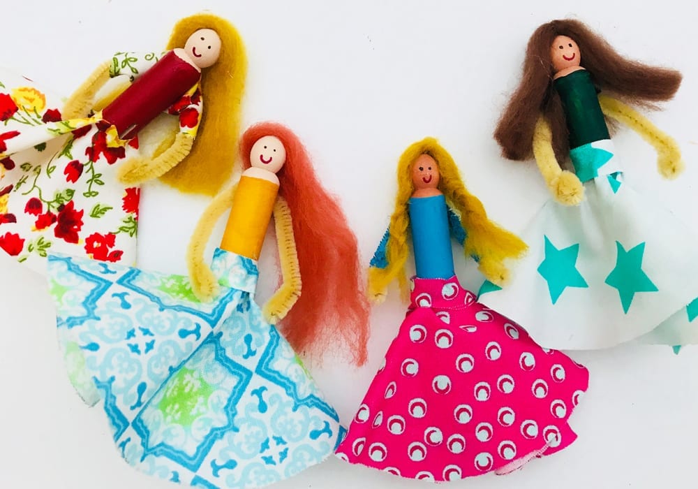 Dolly peg craft for kids to enjoy - make these diy dolly peg lolls and have fun making them dance with flowing skirts (1)