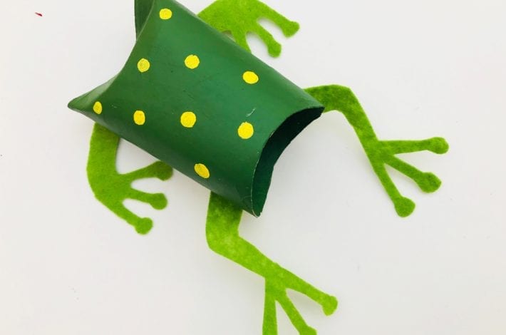 How to make speckled paper roll frogs with this fun frog craft for kids