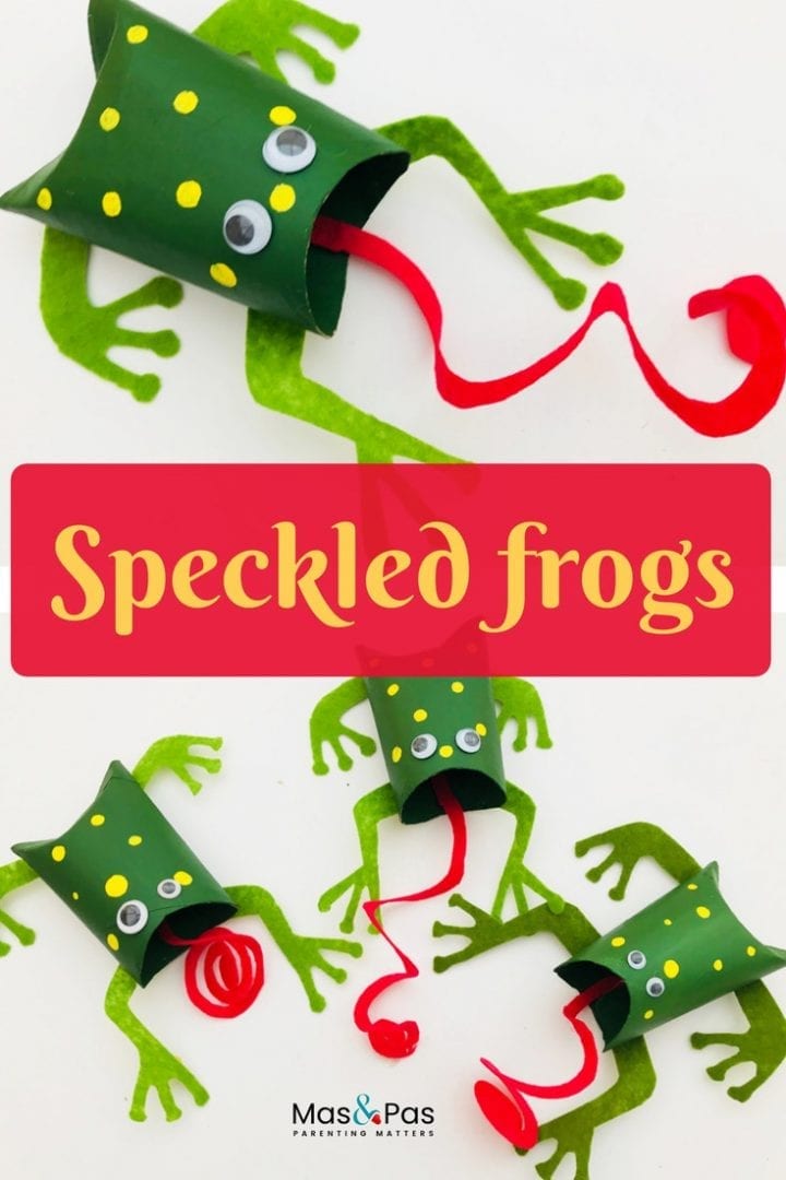 How to make speckled paper roll frogs with this fun frog craft for kids
