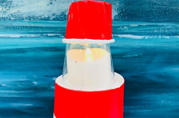 Paper cup lighthouse craft - make these DIY light up lighthouses - a simple kids craft that can give them fun with imaginary play