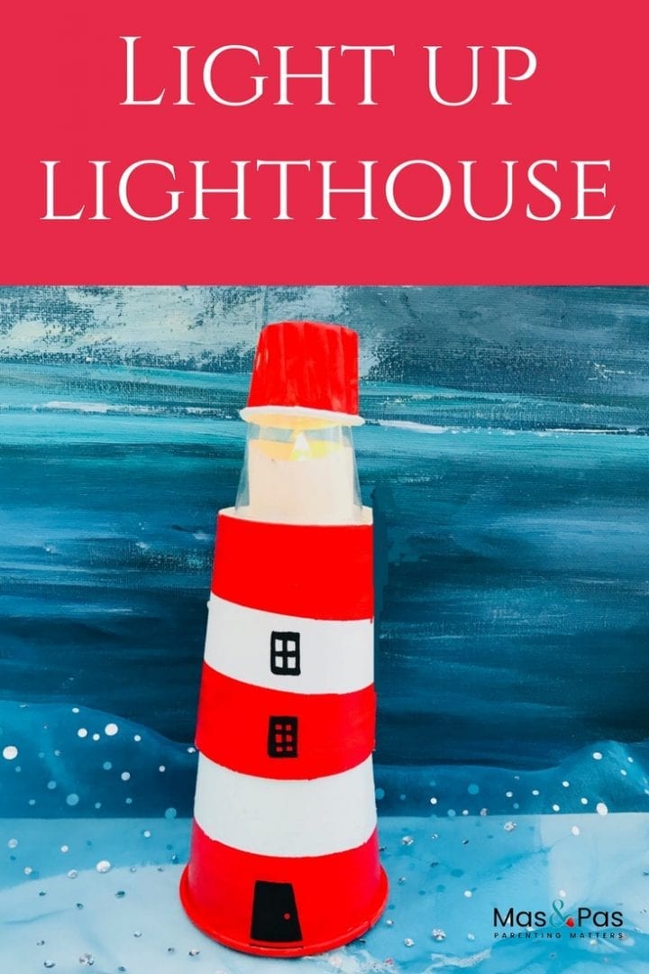 Paper cup lighthouse craft - make these DIY light up lighthouses - a simple kids craft that can give them fun with imaginary play