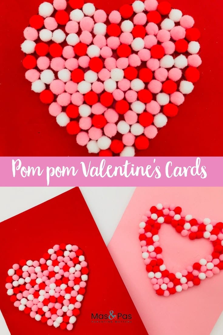 how to make a 3D pom pom Valentines card 