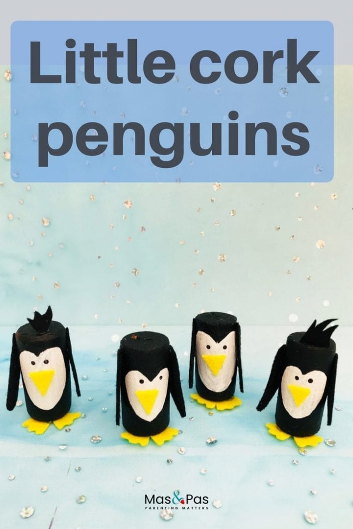 How to make cork penguins. A fun winter craft or Christmas craft for kids to enjoy.