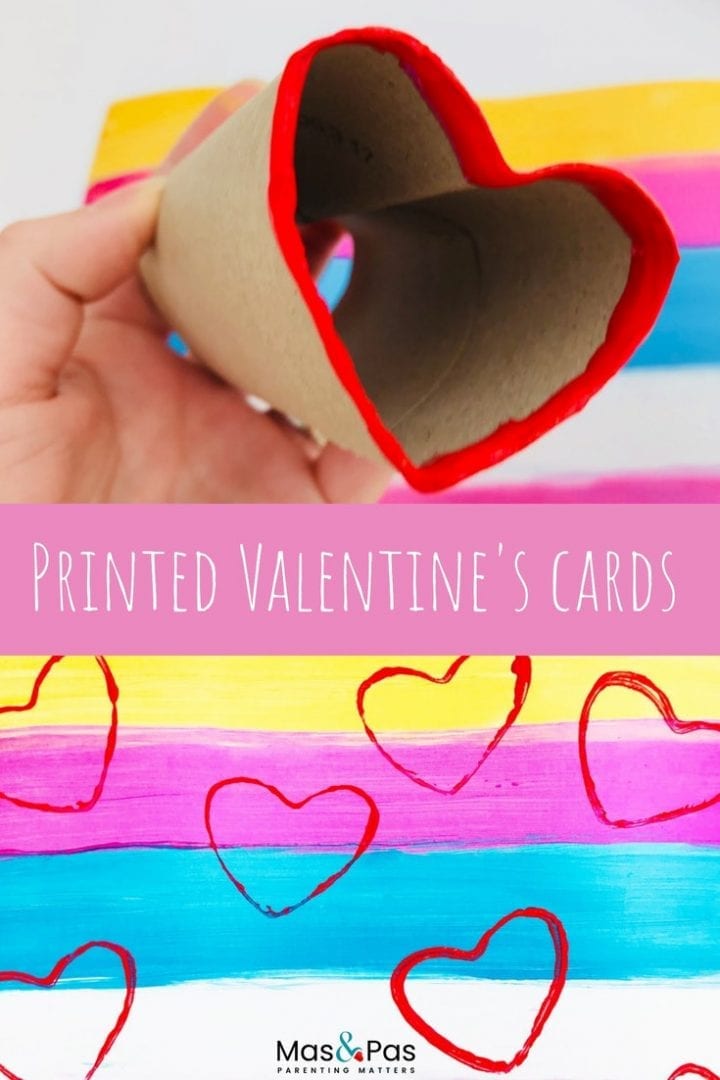 Make heart shaped stamps with the humble toilet roll and send your loved ones a beautiful Valentines card