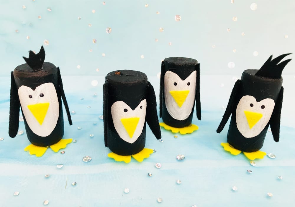 How to make cork penguins. A fun winter craft or Christmas craft for kids to enjoy.