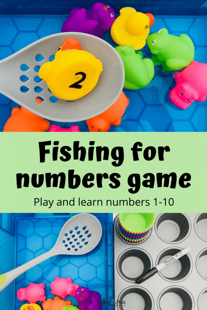 Fishing for numbers game - teach your toddler how to count to 10. A great playtime learning activity for preschoolers 