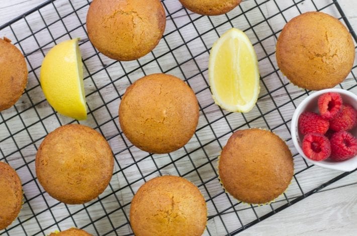 Lemon fairy cakes - bake these delicious lemon cupcakes with the kids - no refined sugars - a fluffy and light fairy cake with raspberry icing