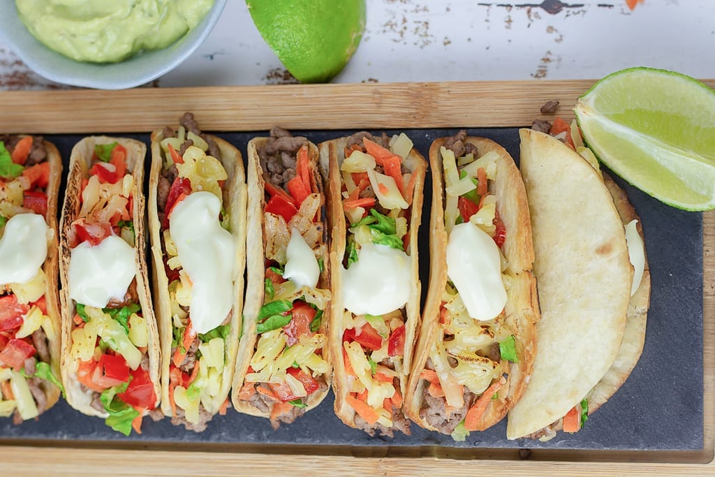 Mini beef tacos - a tasty and easy family dinner to prepare where kids can pick and choose their toppings - great for picky eaters