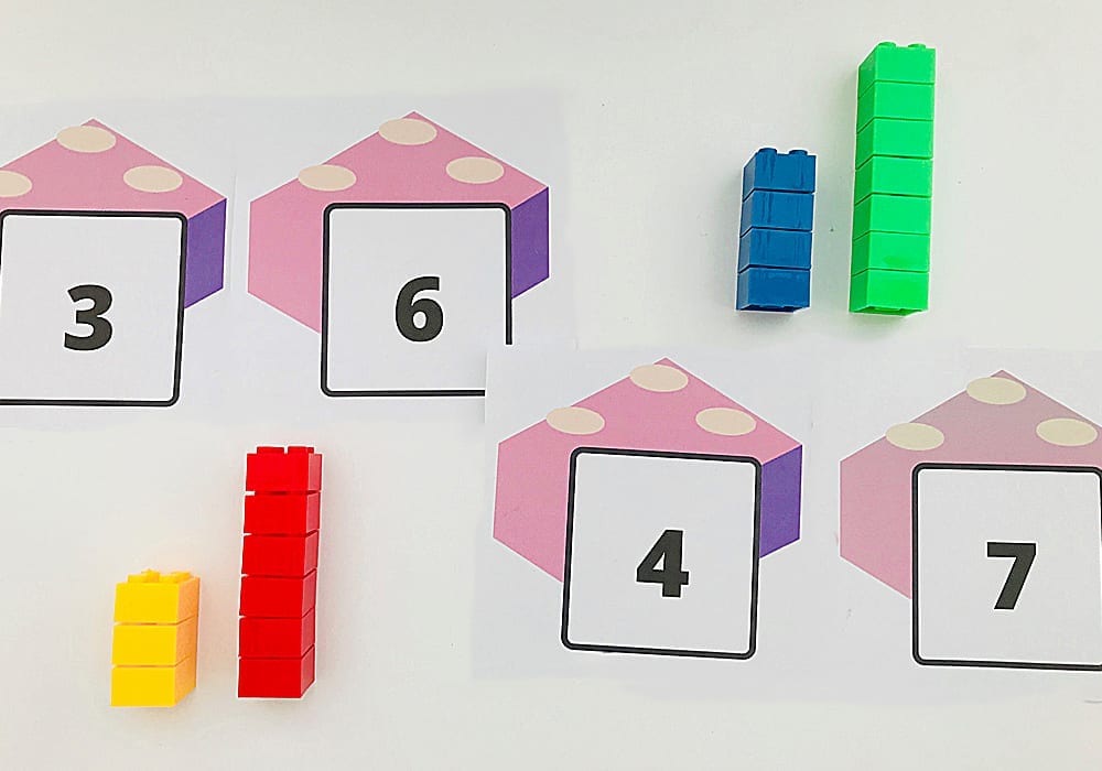 Comparing and ordering numbers with lego brick fun maths activity - learn the greater and lesser than signs and count out numbers