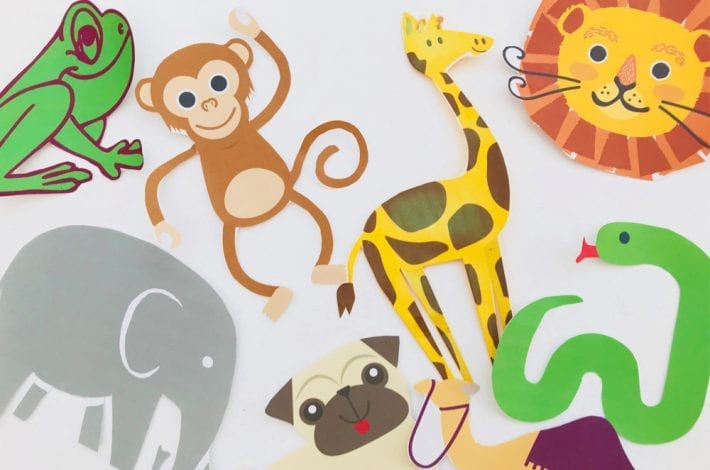 Dear zoo craft - make pop up animal puppets to learn about different animals