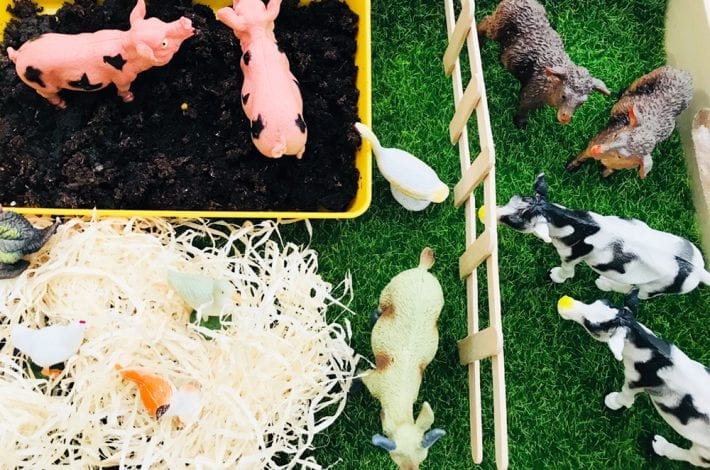 Animal habitat sensory trays for preschoolers- learn about animals and where they live