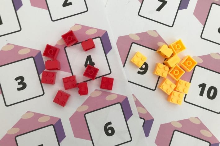 Comparing and ordering numbers with lego brick fun maths activity - learn the greater and lesser than signs and count out numbers