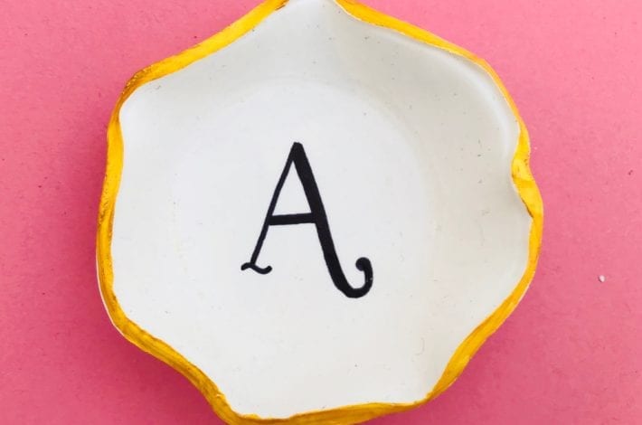 How to make DIY initial trinket trays from oven-bake clay. A fun craft for Teens and an easy Teenage craft too.