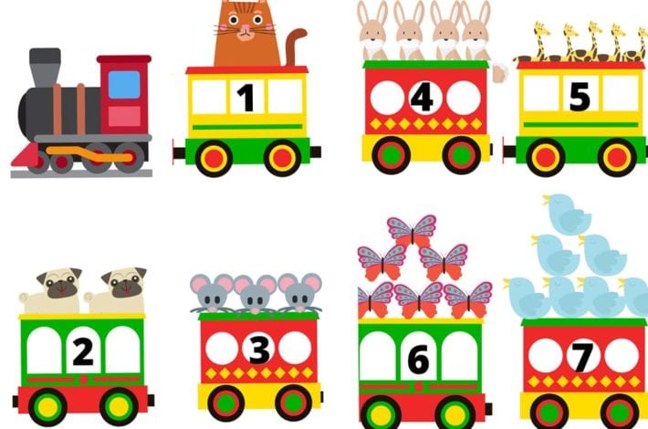 Animal number train - count to 10 and learn how to put numbers in order - train learning activity for preschoolers