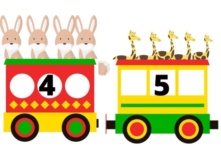 Animal number train - count to 10 and learn how to put numbers in order - train learning activity for preschoolers