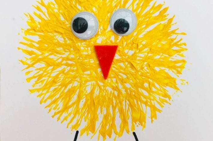 Fork painting - enjoy these funky fork print Easter chicks as a great Easter craft for kids rev 1