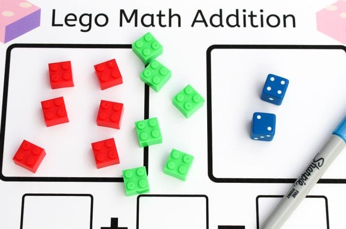 Lego brick math - enjoy this lego math addition activity to learn those first number bonds with lego bricks