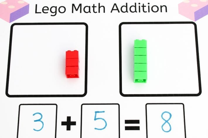 Lego brick math - enjoy this lego math addition activity to learn those first number bonds with lego bricks