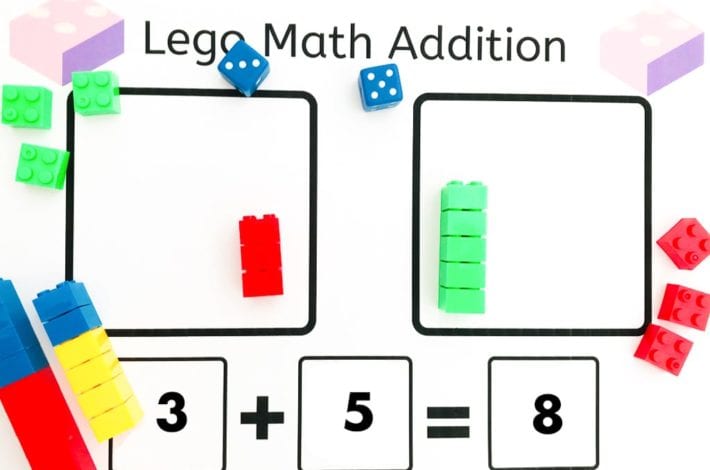 Lego brick math - enjoy this lego math addition activity to learn those first number bonds with lego bricks