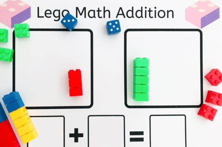 Lego brick math - enjoy this lego math addition activity to learn those first number bonds with lego bricks