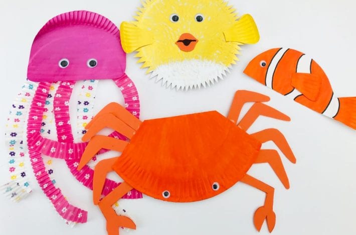 Paper plate ocean animals - make sea creatures out of paper plates - fun kids craft