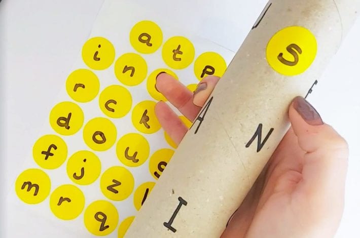 Letter matching activity - match lower case to upper case letters using cardboard rolls - easy learning activity for early years