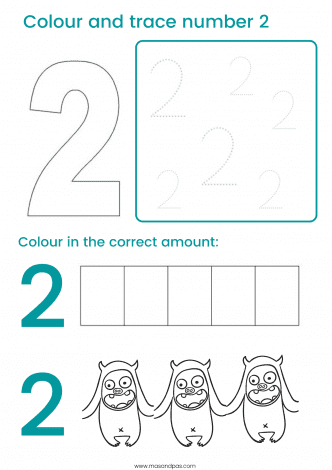 Count and write worksheet - learn first numbers activity pack